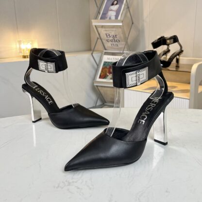 VERSACE new pointed toe thick heel high heels - Image 4