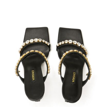 VERSACE Elegant Rhinestone Sandals High Heels - Image 4