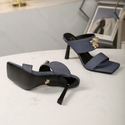 VERSACE canvas jacquard pattern fashion high heels - Image 4