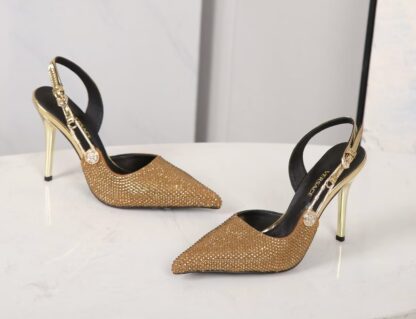 VERSACE elegant and elegant rhinestone high heels - Image 4