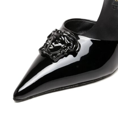 VERSACE elegant patent leather slingback sandals high heels - Image 4