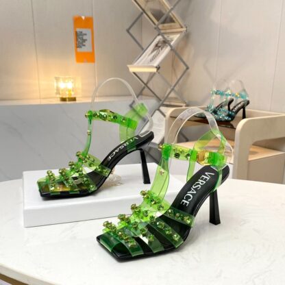 VERSACE stylish cage diamond sandals high heels - Image 4