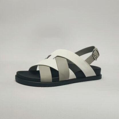 Hermès black, white and grey couple's braided sandals - Image 4