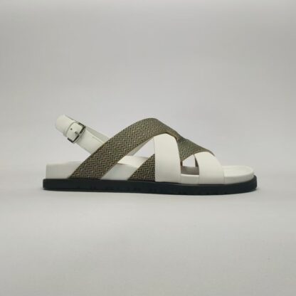 Hermès white and grey couple woven sandals - Image 4