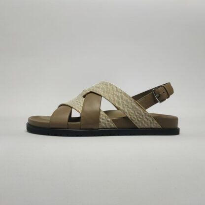Hermès Grey Brown Couple Braided Sandals - Image 4
