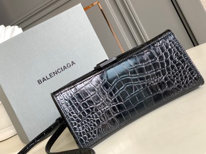 Balenciaga crocodile pattern black buckle medium hourglass bag - Image 4