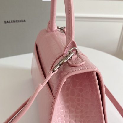 Balenciaga Crocodile Pattern Blush Pink Silver Buckle Shoulder Bag - Image 3