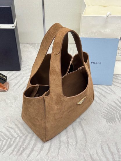 Prada Nubuck Basket Bucket Bag - Image 4