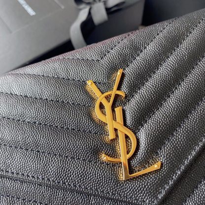 Ysl 𝑴𝒐𝒏𝒐𝒈𝒓𝒂𝒎 𝑾𝒐𝒄 black caviar pattern envelope bag - Image 4