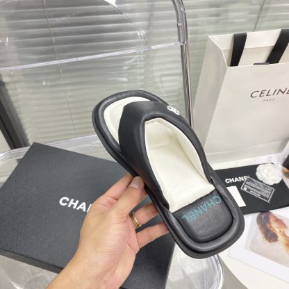 Chanel Summer Macaron Black New Bread Cute Beach Flip Flops Bottom Thickness: 2cm - Image 4