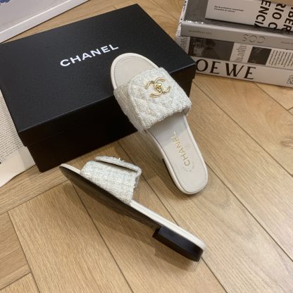 Chanel early autumn white cute sweet special and advanced slippers - Image 4