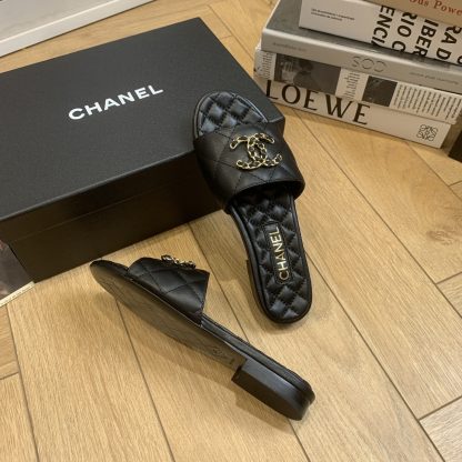 Chanel versatile black temperament and beautiful lazy slippers - Image 4