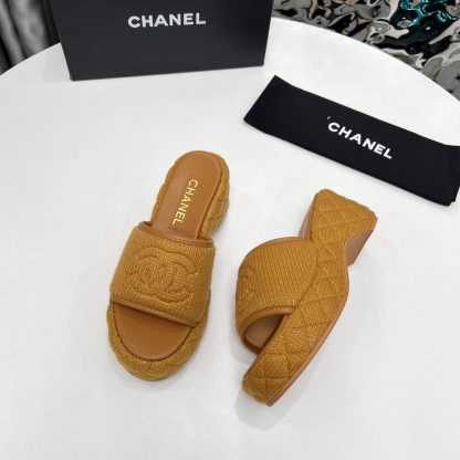 Chanel Early Spring Earth Brown Dance Shoes Series Retro European and American New Slippers Heel Height 7cm - Image 4