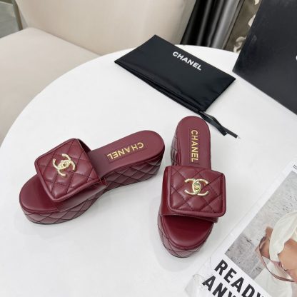 Chanel red spring and summer series European and American catwalk new slippers heel height 6.5 - Image 4