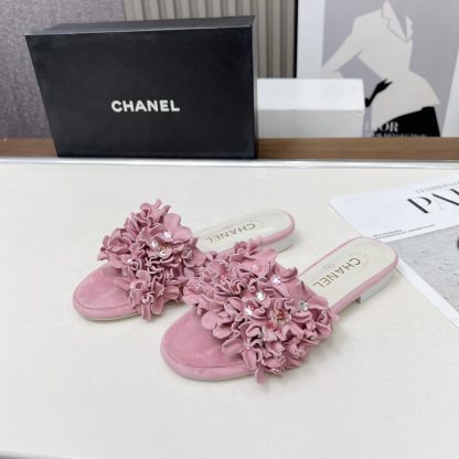 Chanel Spring/Summer Dance Shoes Collection Pink Retro Printed Brick Slippers - Image 4