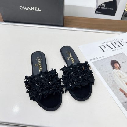 Chanel Spring/Summer Dance Shoes Collection Black Retro Printed Brick Slippers - Image 4