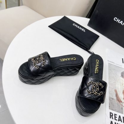 Chanel Spring/Summer Dance Shoes Series Black European and American Catwalk New Slippers Heel Height 6.5cm - Image 4