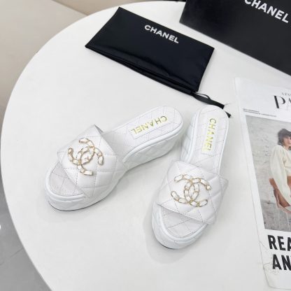 Chanel Spring/Summer Dance Shoes Series White European and American Show New Slippers Heel Height 6.5cm - Image 4