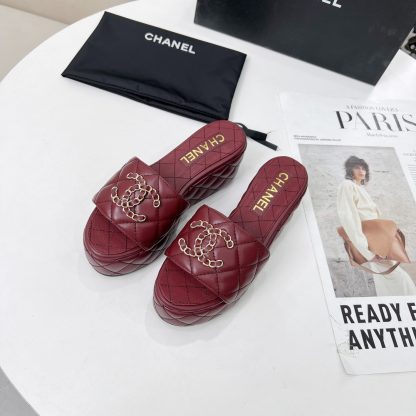 Chanel Spring/Summer Dance Shoes Series Red European and American Catwalk New Slippers Heel Height 6.5cm - Image 4
