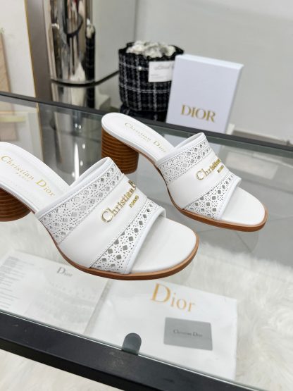 Dior D-Lane Women's Round Heel Hollow High Heel Sandals - Image 4