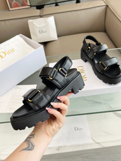 Dior popular black thick-soled mid-heel sandals - Image 4