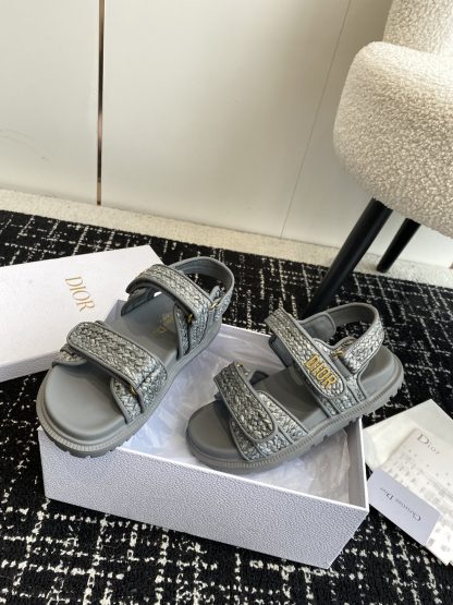 Dior hot-selling magic tape one-strap woven flat sandals - Image 4