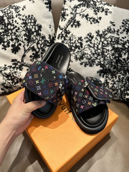 Louis Vuitton Couple's Small Backpack and Four-Color Slippers - Image 4
