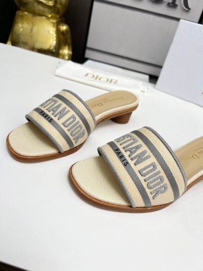 Dior women's monogram embroidered leather sole elegant high-heeled sandals - Image 4