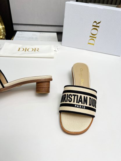 Dior Women's Monogram Embroidered Leather High Heel Sandals - Image 4