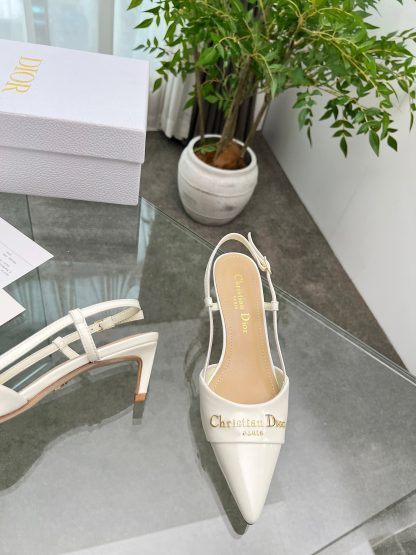 Dior patent leather shiny white temperament high heels - Image 4