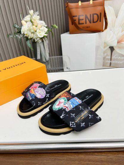 Louis Vuitton embossed logo slippers Pool Pillow Comfort flat slides - Image 4