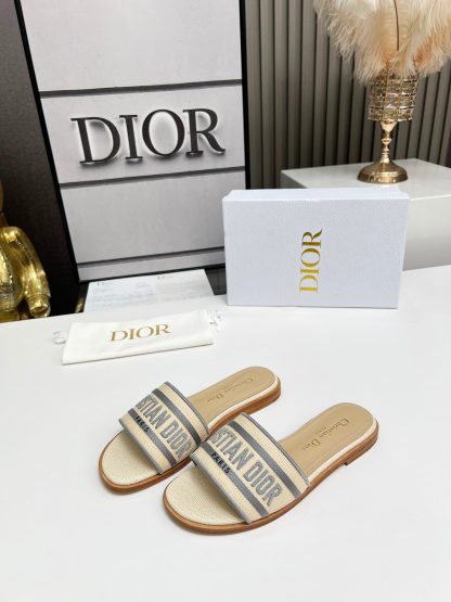Dior Women's Monogram Embroidered Slippers - Image 4