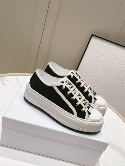 Dior Walkn series old flower embroidery thick-soled canvas shoes - Image 5