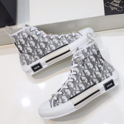 Dior Matte Pearl Glitter PVC Semi-Transparent Panel High-Top Casual Sneakers - Image 5