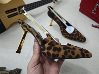 Ysl leopard print high heels Ysl logo high-heeled sandals - Image 5