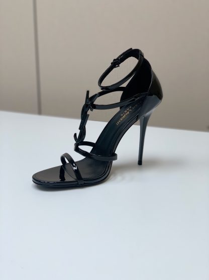 Ysl patent leather shiny lettering sandals high heels - Image 5