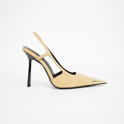 Ysl small gold head square heel temperament high heels - Image 5