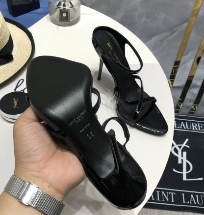 Ysl lacquered high-heeled sandals stylish elegant heels - Image 5