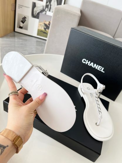 Chanel's new white classic elegant flip flops sandals - Image 5