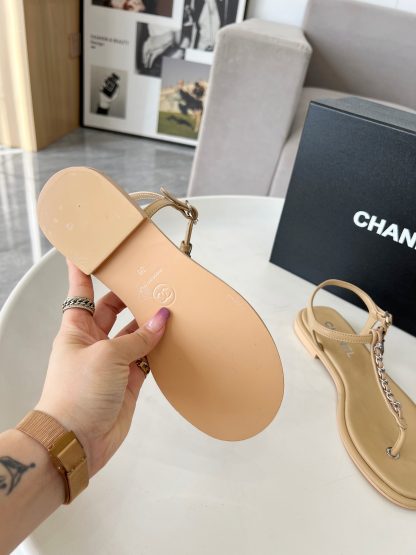 Chanel's new apricot classic elegant flip flops sandals - Image 5