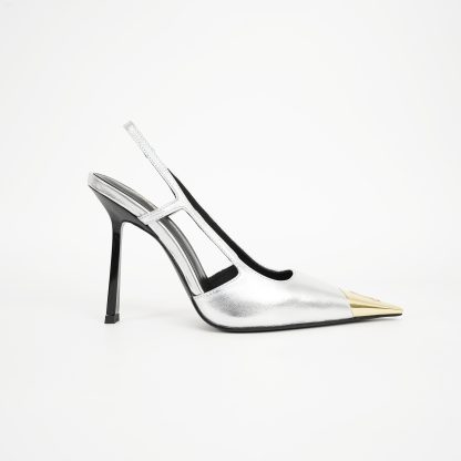 Ysl Small Gold Head Square Heel High Heels - Image 5