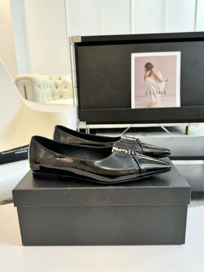 Ysl retro patent leather pointed toe flat shoes - Image 5