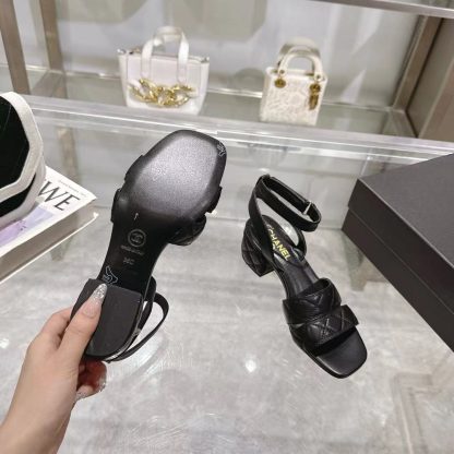 Chanel black spring and summer new classic sandals heel height 5cm - Image 5