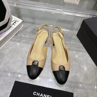Chanel Spring and Summer Apricot New Comfort Low Heel Sandals Heel Height 3.5cm - Image 5