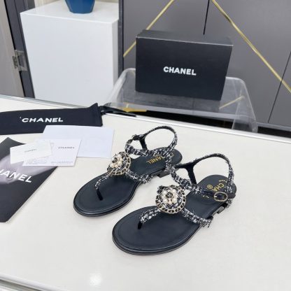 Chanel Spring and Summer Dance Shoes Series New Retro Style Black and White Sandals - Image 5
