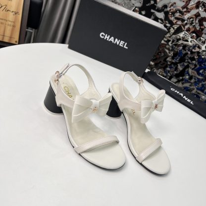 Chanel Early Spring Dance Shoes Series White Delicate Sandals Heel Height 6cm - Image 5