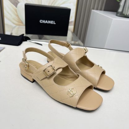 Chanel Spring/Summer Dancing Shoes Collection Apricot Slim Sandals Heel Height 5cm - Image 5