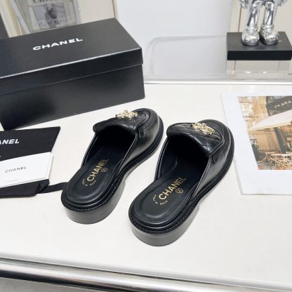 Chanel autumn and winter new goddess elegant temperament black half-slippers - Image 5