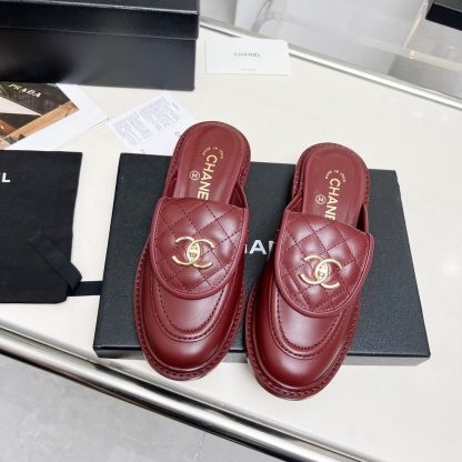 Chanel autumn and winter new goddess elegant temperament red half-slippers - Image 5