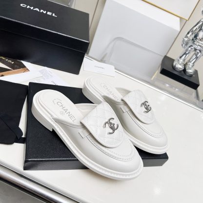 Chanel autumn and winter new goddess elegant temperament white half-slippers - Image 5